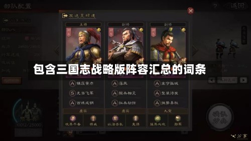 包含三国志战略版阵容汇总的词条