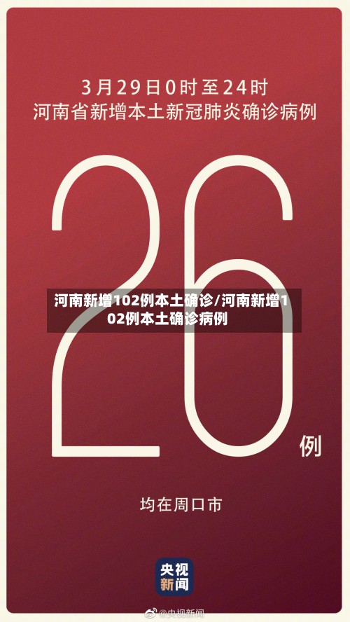 河南新增102例本土确诊/河南新增102例本土确诊病例