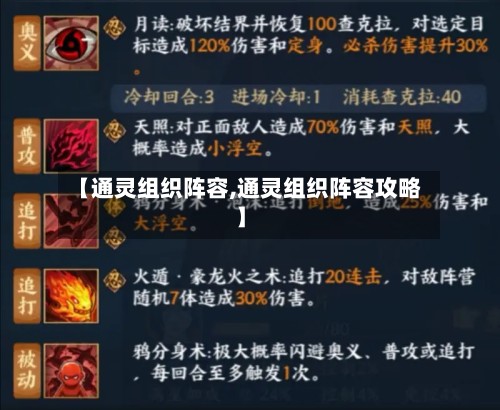 【通灵组织阵容,通灵组织阵容攻略】-第2张图片