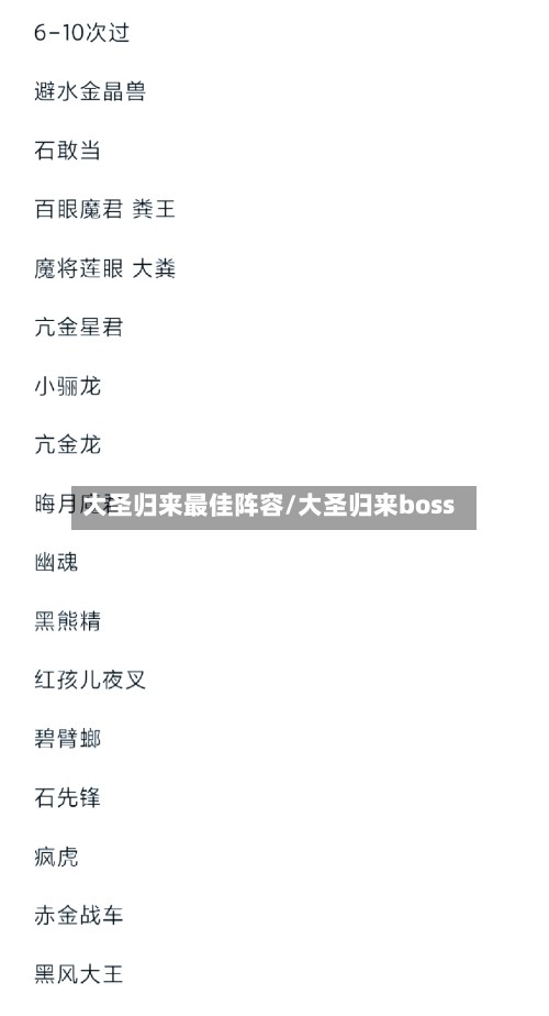 大圣归来最佳阵容/大圣归来boss