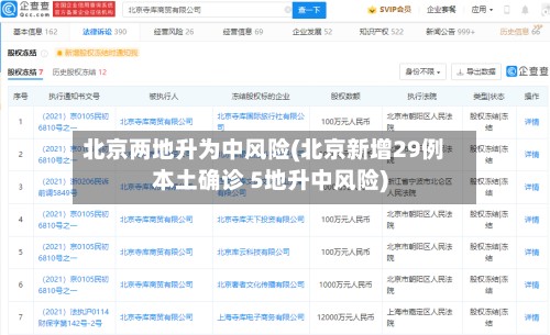 北京两地升为中风险(北京新增29例本土确诊 5地升中风险)