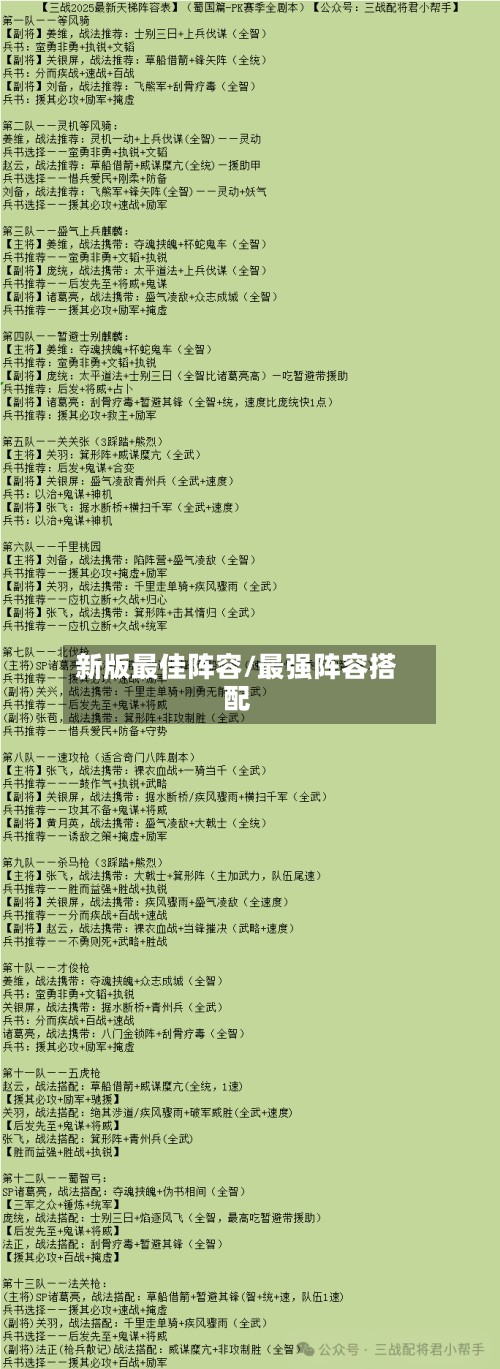 新版最佳阵容/最强阵容搭配-第2张图片