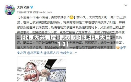 【北京大兴新增1例核酸阳性,北京大兴1 3】