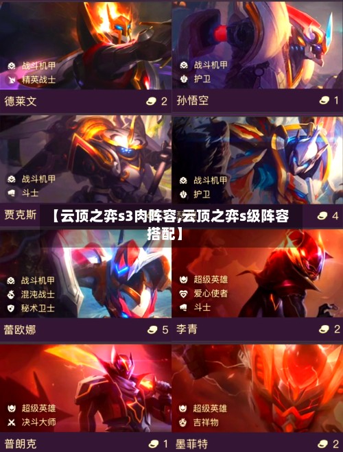 【云顶之弈s3肉阵容,云顶之弈s级阵容搭配】