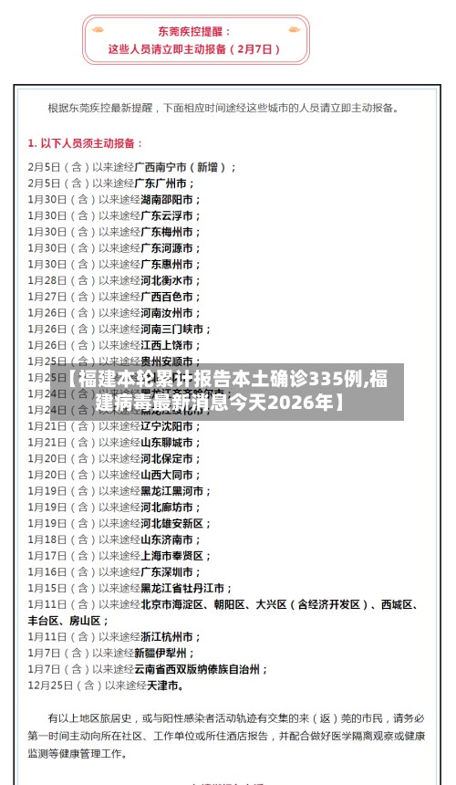 【福建本轮累计报告本土确诊335例,福建病毒最新消息今天2026年】-第2张图片