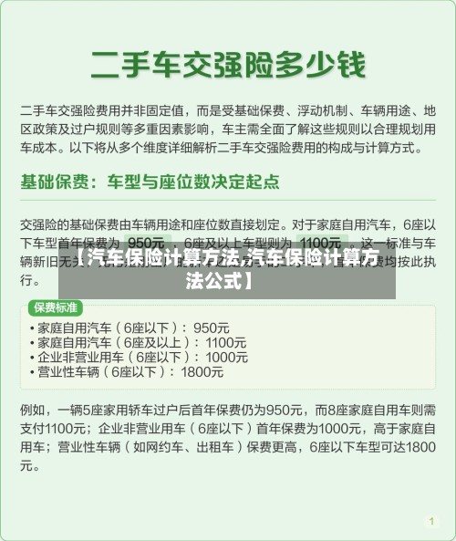 【汽车保险计算方法,汽车保险计算方法公式】