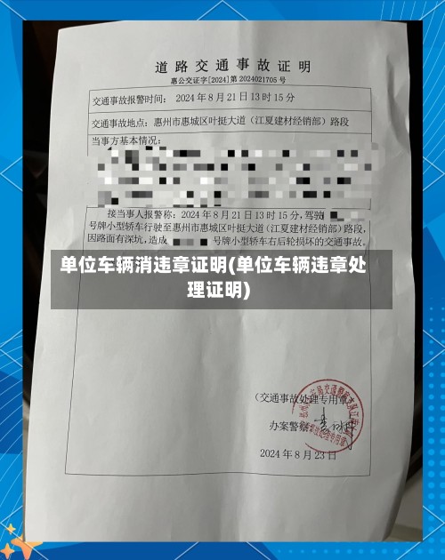 单位车辆消违章证明(单位车辆违章处理证明)