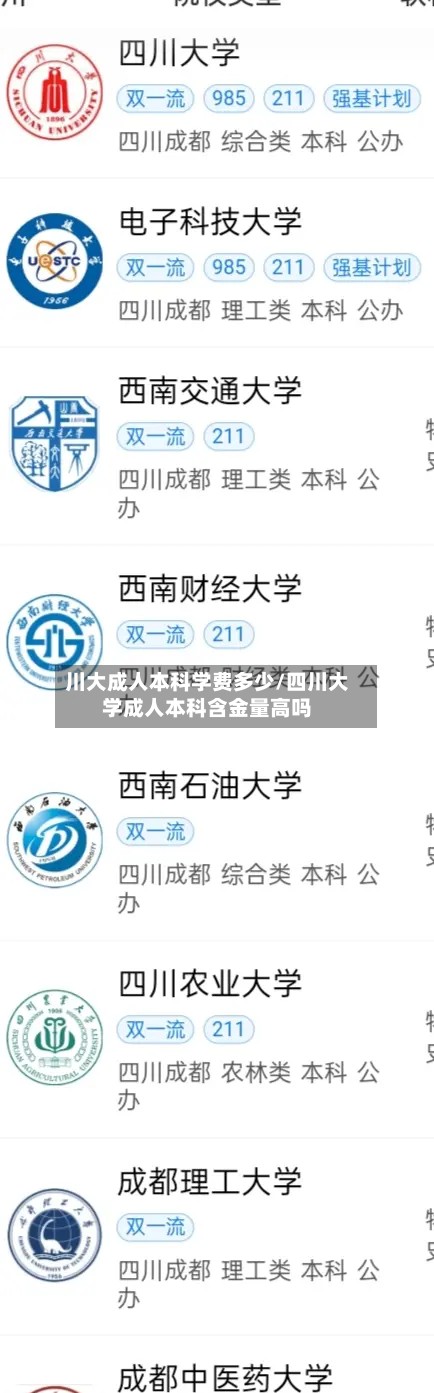 川大成人本科学费多少/四川大学成人本科含金量高吗-第3张图片