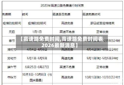 【高速路免费时间,高速路免费时间表2026最新消息】