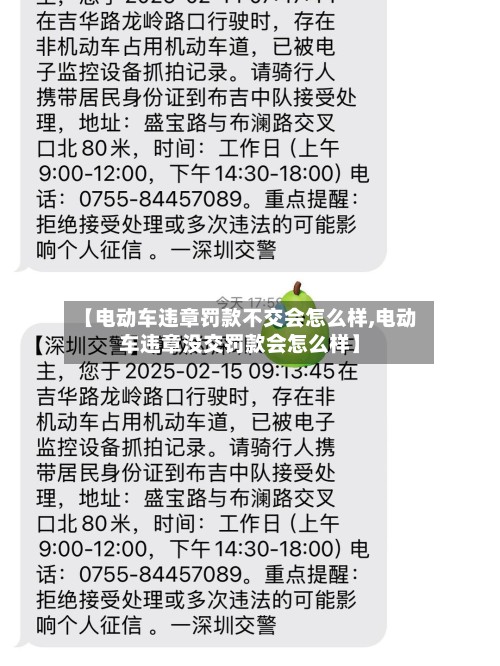 【电动车违章罚款不交会怎么样,电动车违章没交罚款会怎么样】-第3张图片
