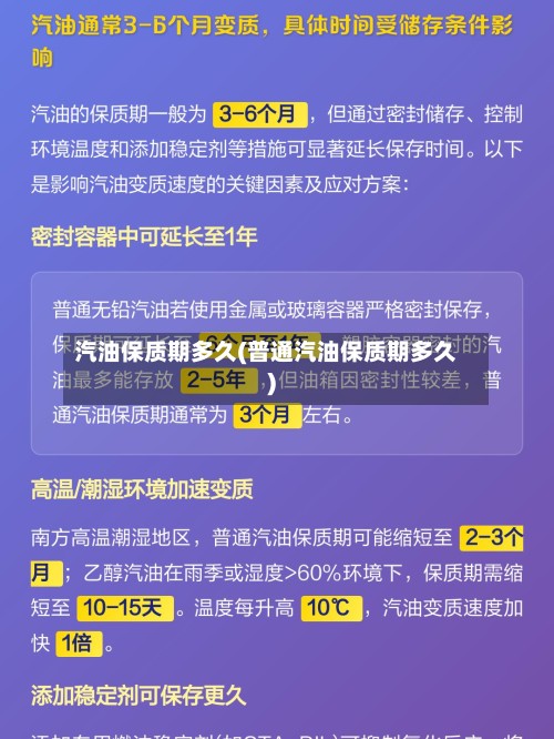 汽油保质期多久(普通汽油保质期多久)