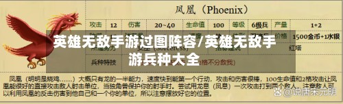 英雄无敌手游过图阵容/英雄无敌手游兵种大全