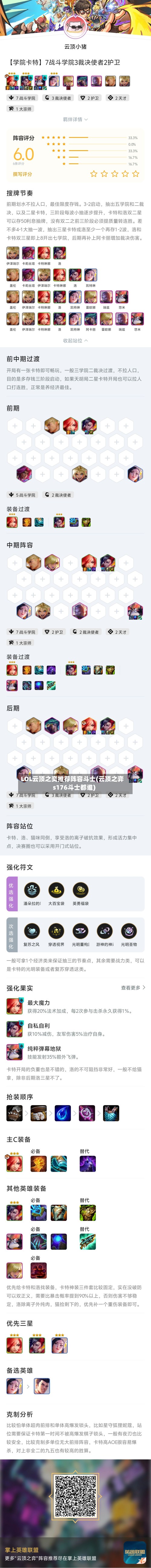LOL云顶之奕推荐阵容斗士(云顶之弈s176斗士都谁)