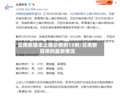 云南新增本土确诊病例15例/云南新冠病例最新情况-第2张图片