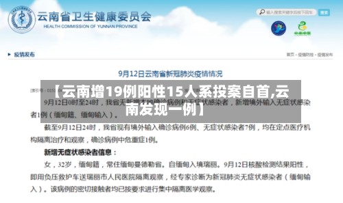 【云南增19例阳性15人系投案自首,云南发现一例】-第2张图片